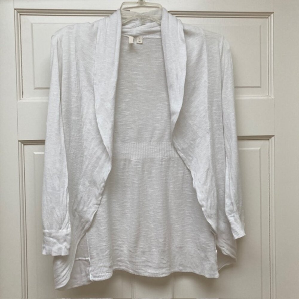 Frenchi lightweight white 100% cotton knit open cardigan size S